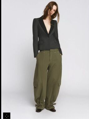 Zara Barrel Khaki Cargo Pants